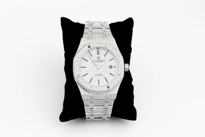 AP Iced Out Real VVS Moissanite White Diamonds Metal Strap Wrist Watch
