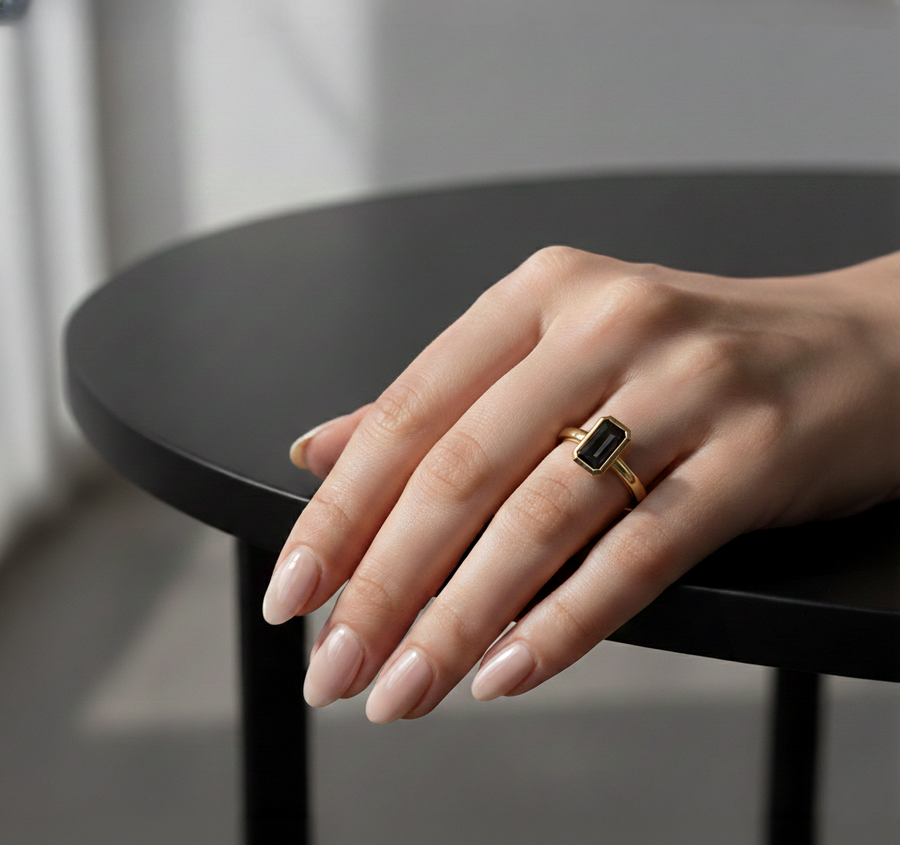 Black Diamond Bezel Ring