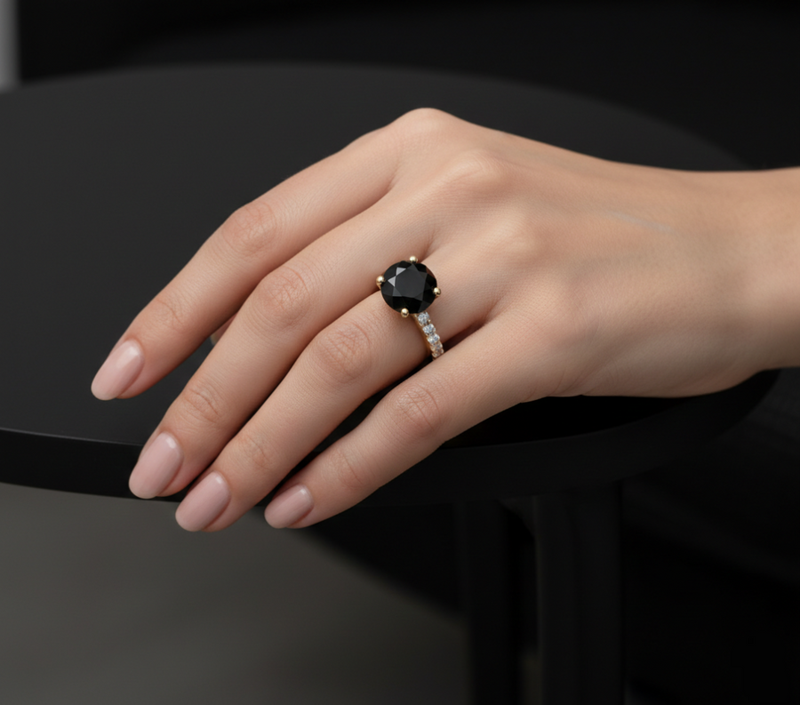 Black Diamond Pave Ring
