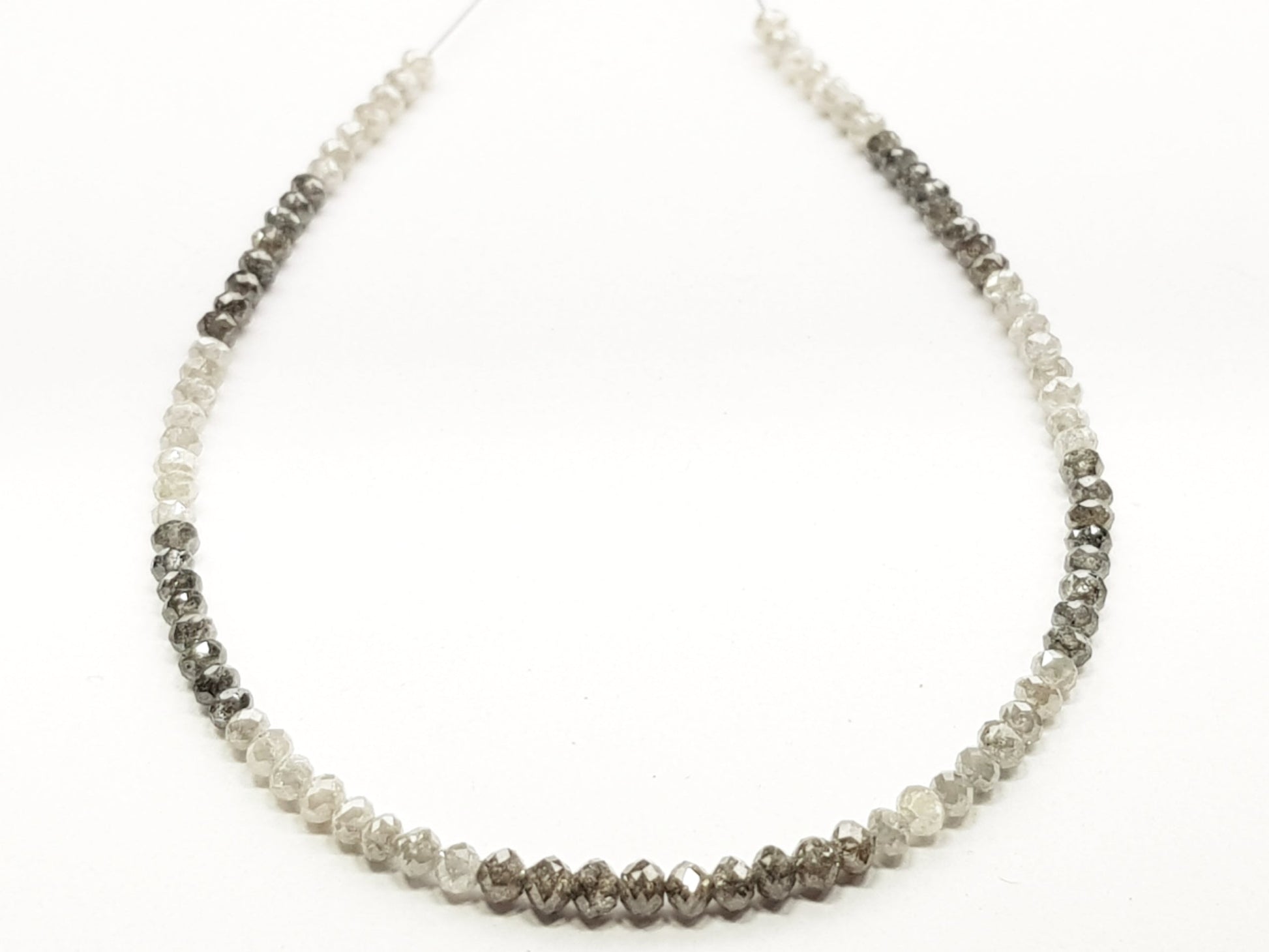 Natural Round Polished Fancy Brown and White Color Loose Diamond Beads 16" Inch  Shree Diamond Mfg