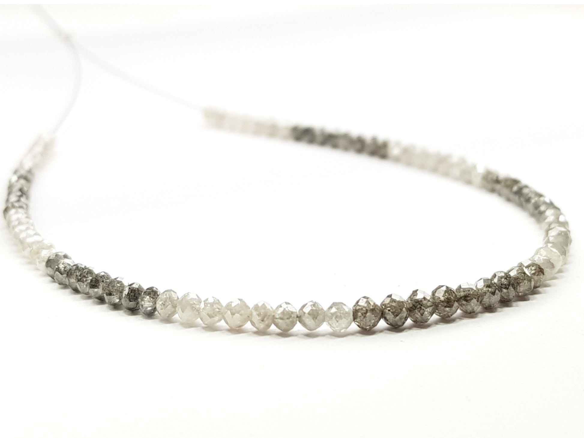 Natural Round Polished Fancy Brown and White Color Loose Diamond Beads 16" Inch  Shree Diamond Mfg