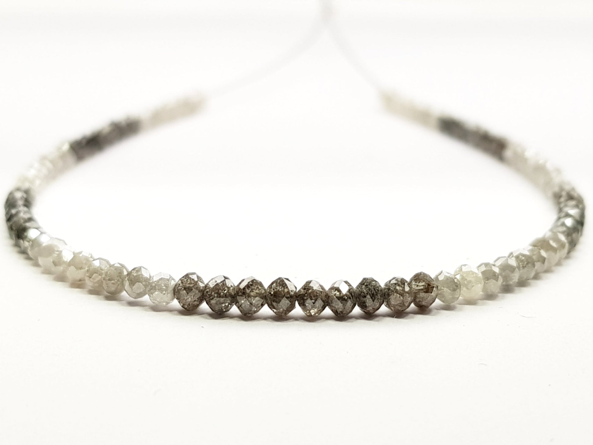 Natural Round Polished Fancy Brown and White Color Loose Diamond Beads 16" Inch  Shree Diamond Mfg