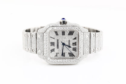 Luxury Cartier Iced Out Real VVS Moissanite Diamond Hand Crafted Watch
