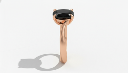 Cushion Shape Black Opaque Color Diamond Solitaire Engagement Ring