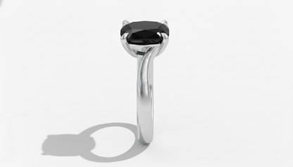 Cushion Shape Black Opaque Color Diamond Solitaire Engagement Ring