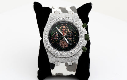 AP Iced Out Real VVS Moissanite White Diamonds Rubber Strap Hip Hop Watch