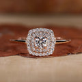 Double Dazzle Round Shape White Color Lab Grown Diamond Halo Engagement Ring