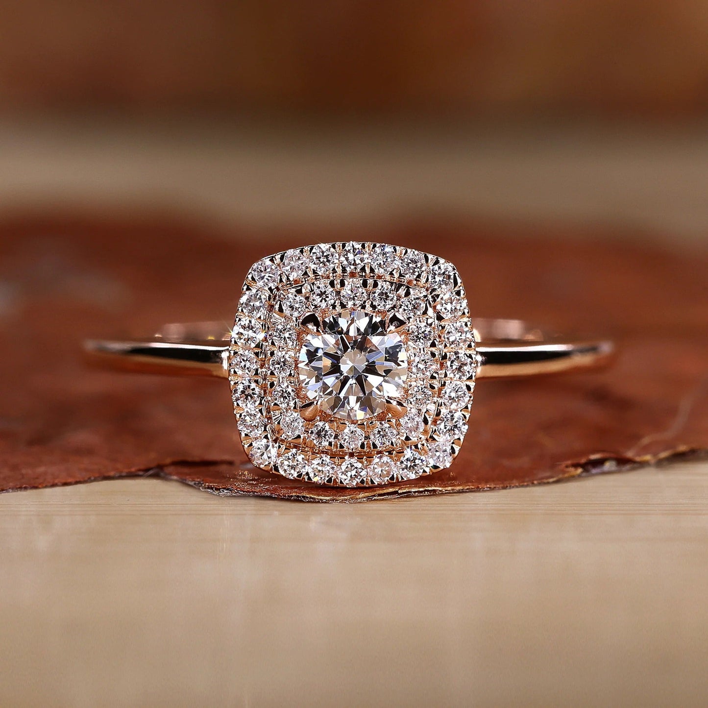 Double Dazzle Round Shape White Color Lab Grown Diamond Halo Engagement Ring  Shree Diamond Mfg