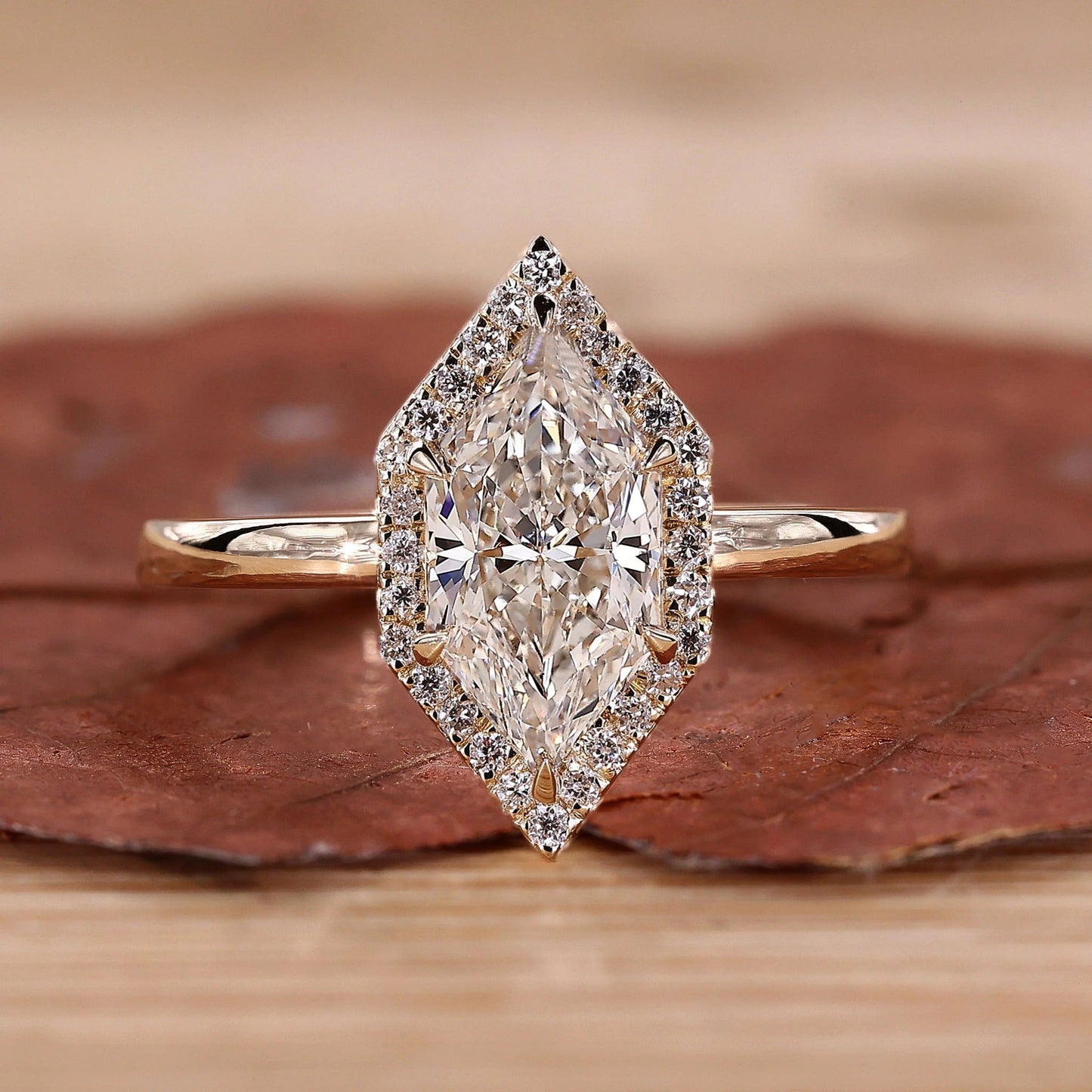 Marquise Cut Lab Grown White Diamond Engagement Gold Ring  Shree Diamond Mfg