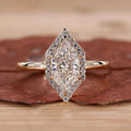Dutch Marquise Shape White Lab Grown Diamond Halo Gold Ring