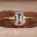 Emerald Cut Lab Grown Diamond Solitaire Engagement Gold Ring