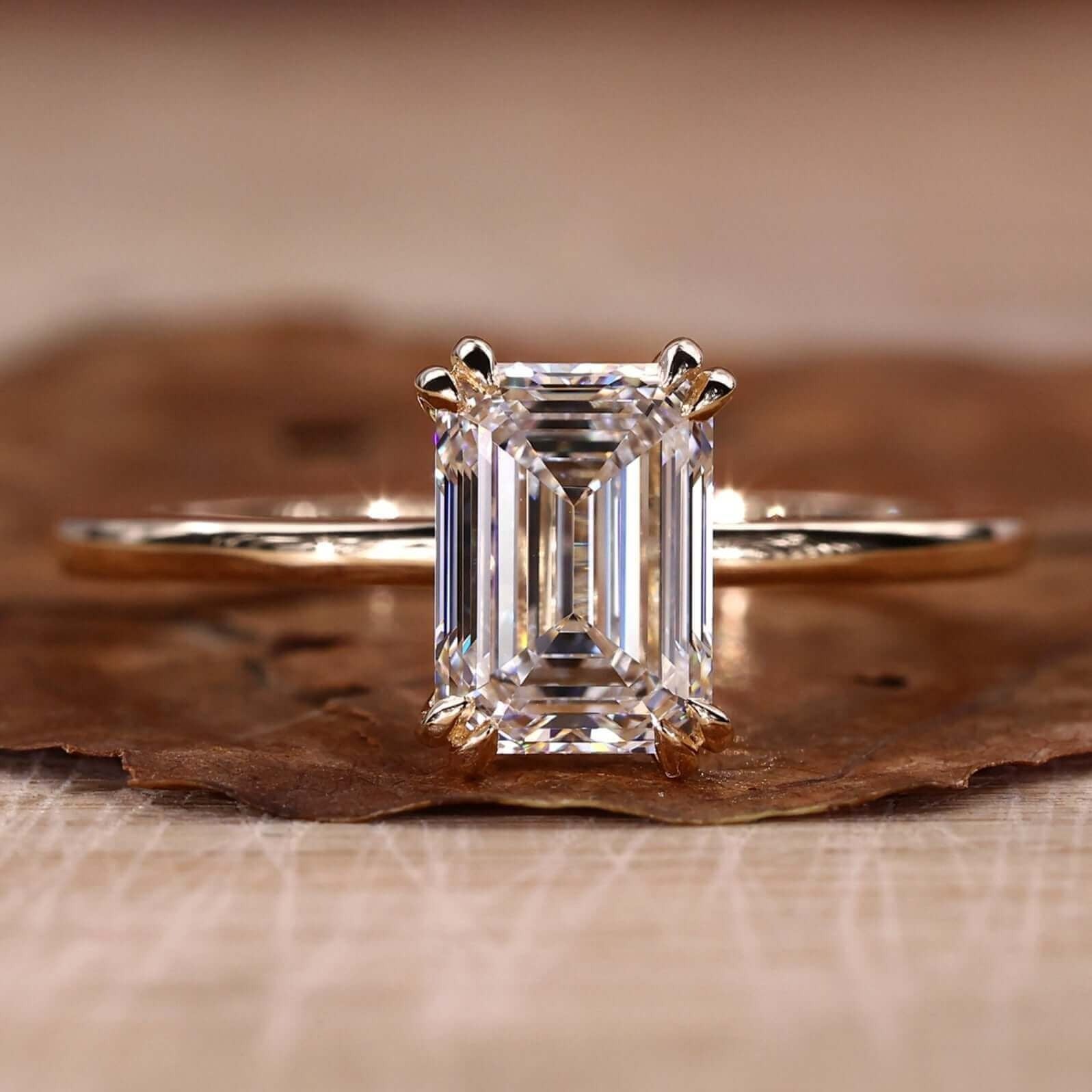 Emerald Cut Lab Grown Diamond Solitaire Engagement Gold Ring  Shree Diamond Mfg