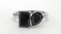 Emerald and Pear Fancy Black Color Diamonds Designer Ring