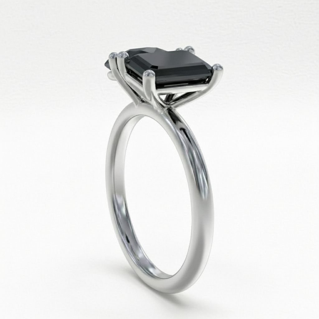 Emerald and Pear Fancy Black Color Diamonds Designer Ring - Shree Diamond Mfg