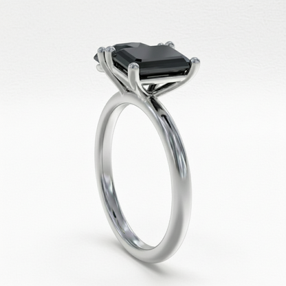 Emerald and Pear Fancy Black Color Diamonds Designer Ring - Shree Diamond Mfg