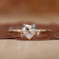 Miniature Heart Cut Lab Grown White Diamond Solitaire Gold Ring