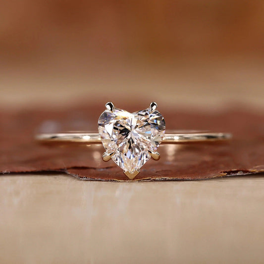 Miniature Heart Cut Lab Grown White Diamond Solitaire Gold Ring  Shree Diamond Mfg