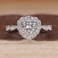 Heart Cut Lab Grown Sparkle Diamond Halo Engagement Royal Gold Ring