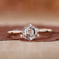 Hexagon Cut Lab Grown Diamond Solitaire Engagement Gold Ring