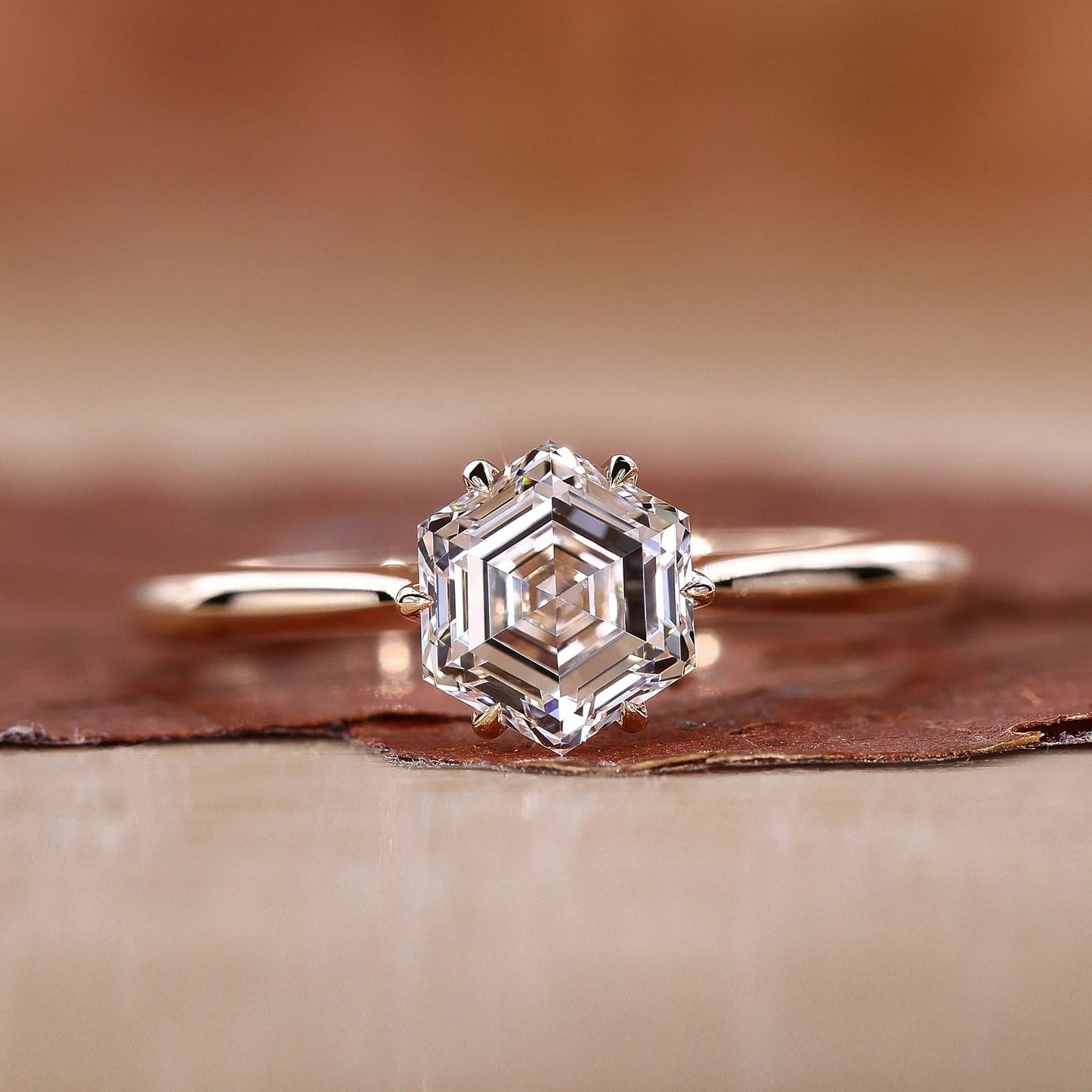 Hexagon Cut Lab Grown Diamond Solitaire Engagement Gold Ring  Shree Diamond Mfg