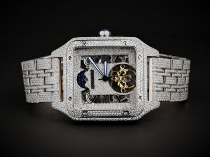 Luxury Cartier Watch in Real VVS Moissanite Diamond Watch, Handmade Stainless Steel Watch For Men/Women