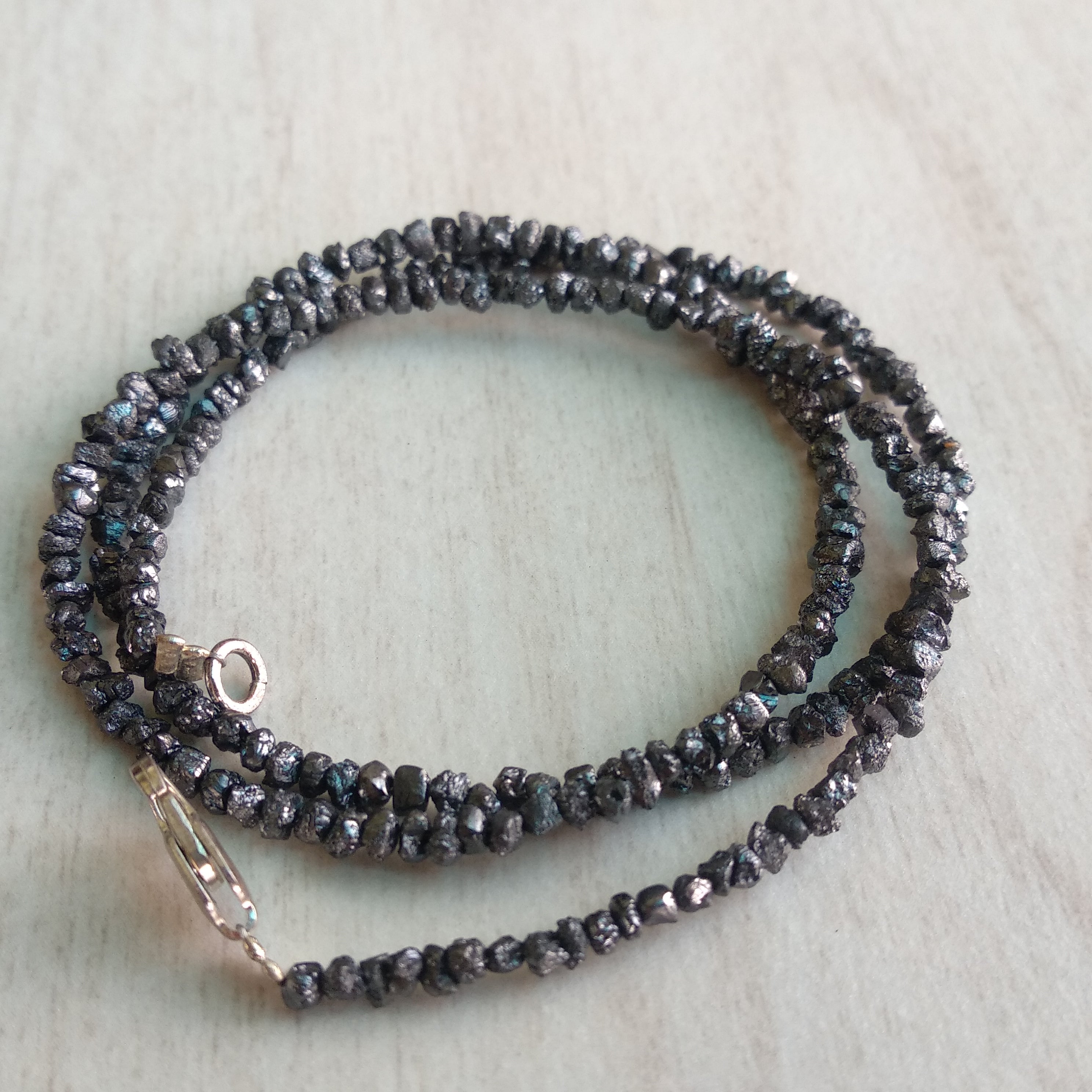 Fancy Black Brown Color Rough Loose Diamond Beads 16" Strand Necklace