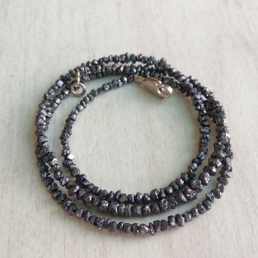 Fancy Black Brown Color Rough Loose Diamond Beads 16" Strand Necklace