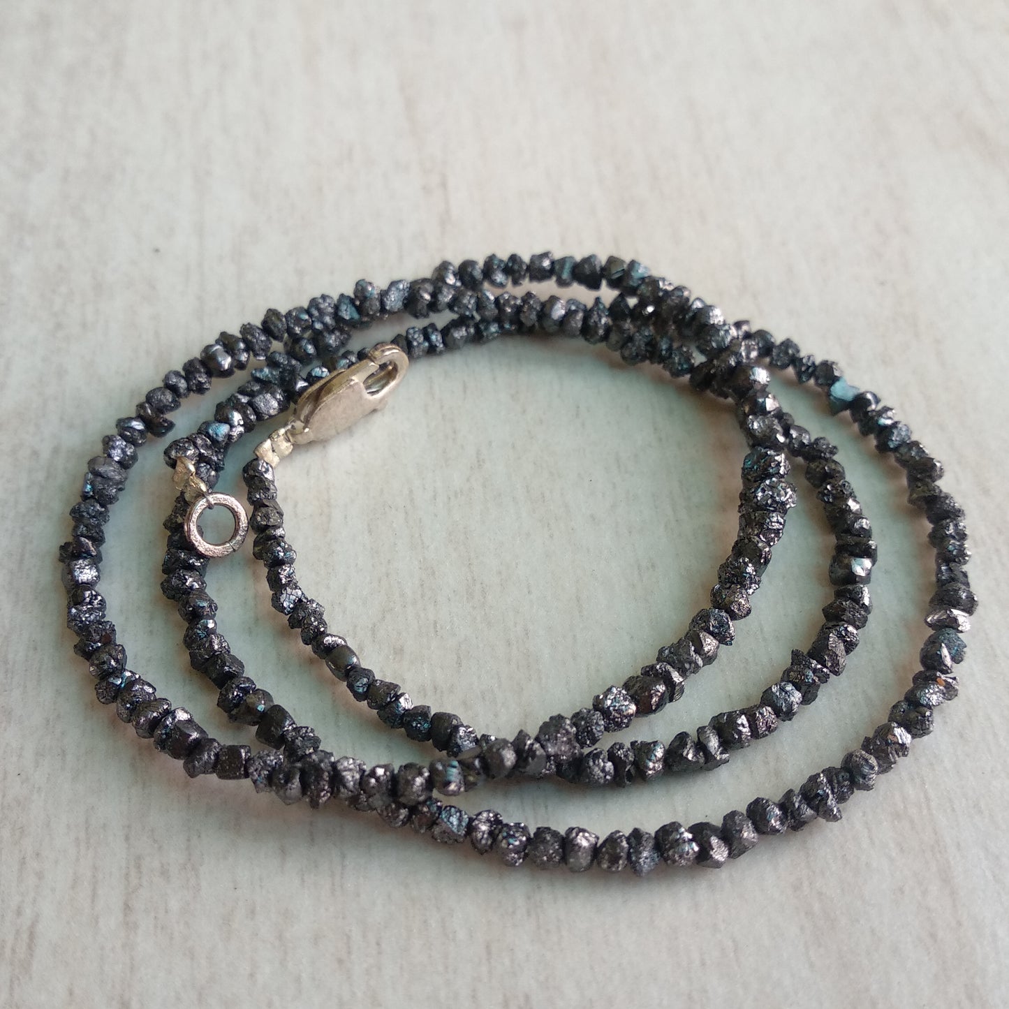 Fancy Black Brown Color Rough Loose Diamond Beads 16" Strand Necklace
