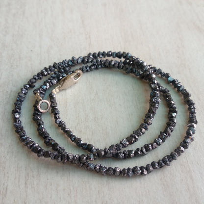 Fancy Black Brown Color Rough Loose Diamond Beads 16" Strand Necklace
