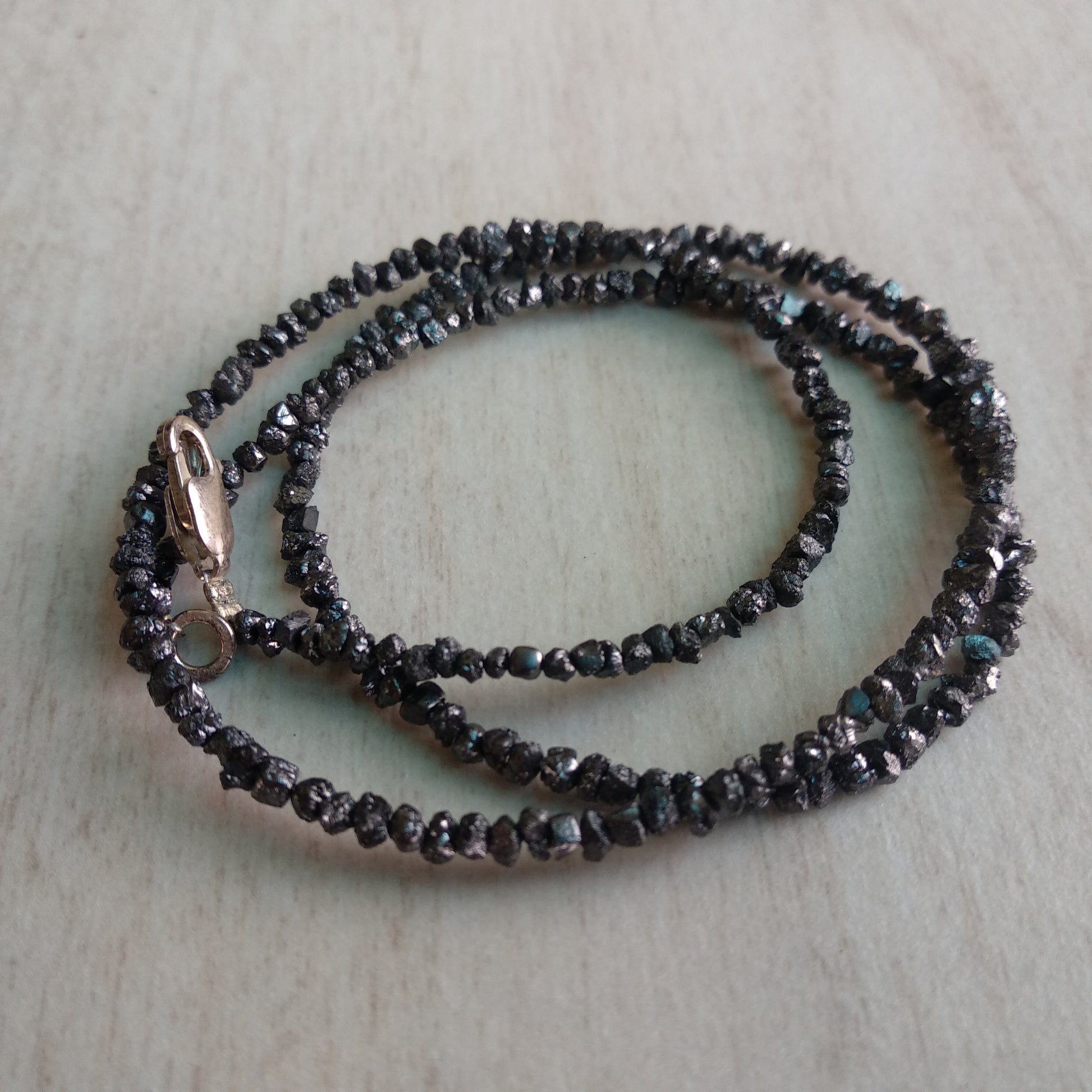 Fancy Black Brown Color Rough Loose Diamond Beads 16" Strand Necklace