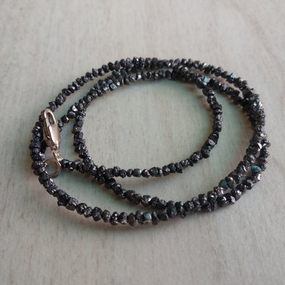 Fancy Black Brown Color Rough Loose Diamond Beads 16" Strand Necklace