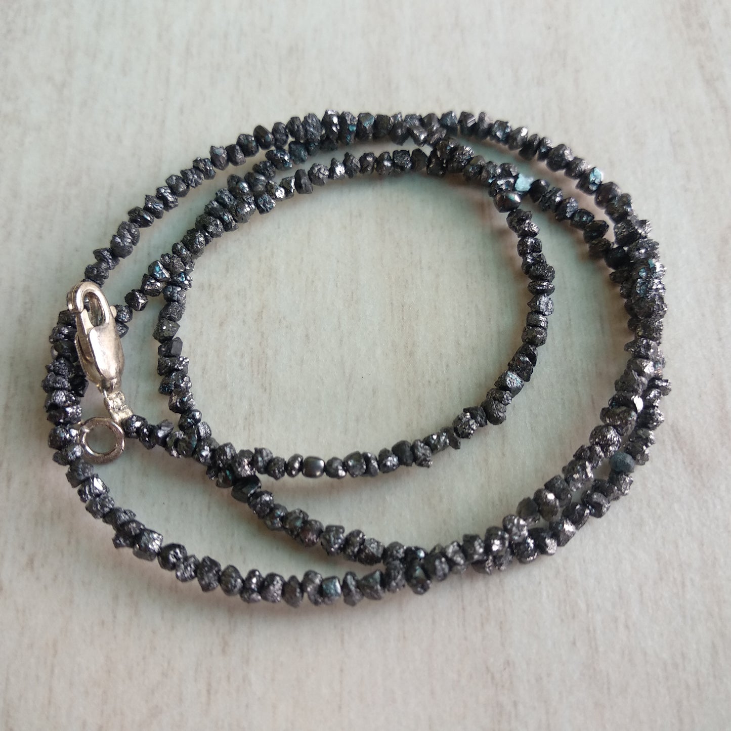 Fancy Black Brown Color Rough Loose Diamond Beads 16" Strand Necklace