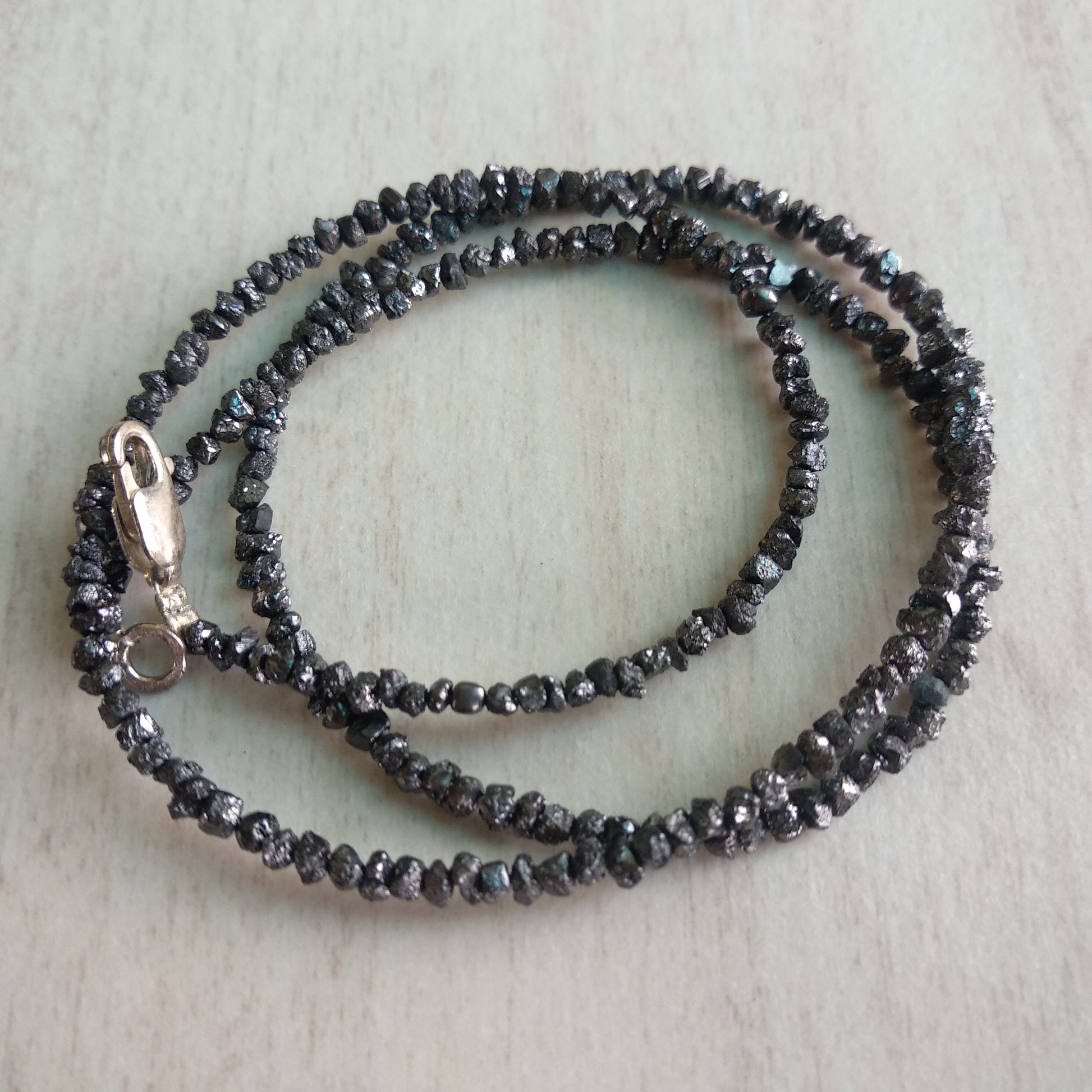 Fancy Black Brown Color Rough Loose Diamond Beads 16" Strand Necklace