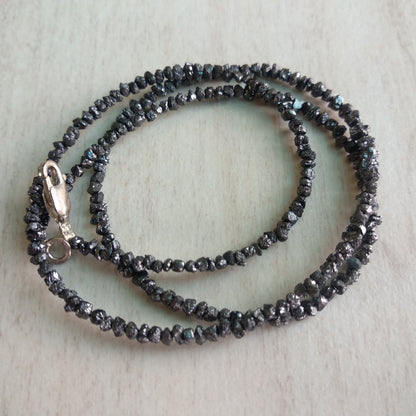 Fancy Black Brown Color Rough Loose Diamond Beads 16" Strand Necklace
