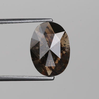3.40 Ct. Oval Rose Cut Salt and Pepper Fancy Brown Color Natural Diamond 12.64 mm