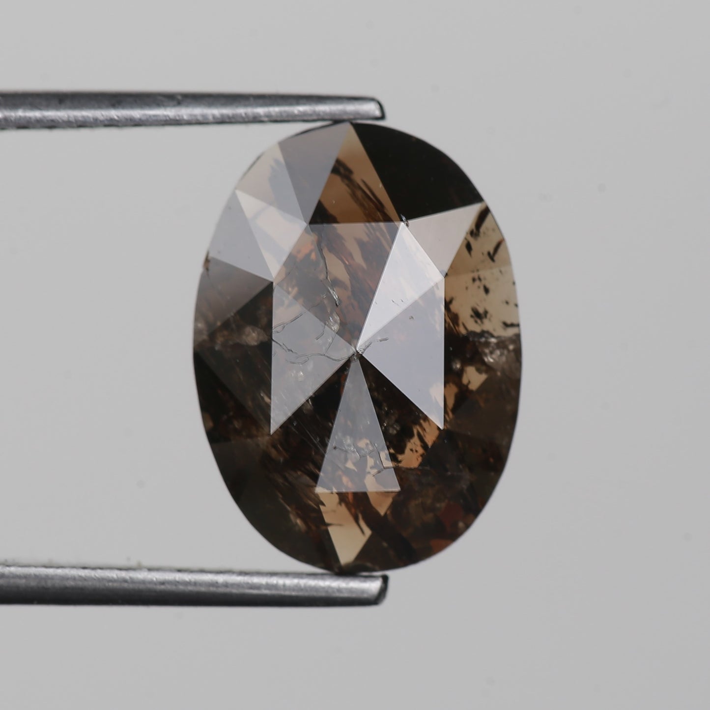 3.40 Ct. Oval Rose Cut Salt and Pepper Fancy Brown Color Natural Diamond 12.64 mm