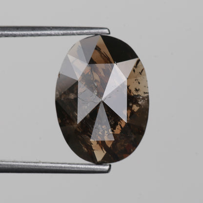 3.40 Ct. Oval Rose Cut Salt and Pepper Fancy Brown Color Natural Diamond 12.64 mm