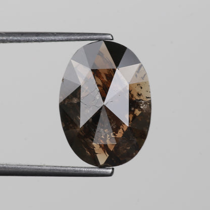 3.40 Ct. Oval Rose Cut Salt and Pepper Fancy Brown Color Natural Diamond 12.64 mm