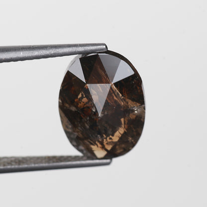 3.40 Ct. Oval Rose Cut Salt and Pepper Fancy Brown Color Natural Diamond 12.64 mm
