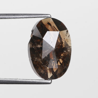 3.40 Ct. Oval Rose Cut Salt and Pepper Fancy Brown Color Natural Diamond 12.64 mm