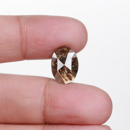 3.40 Ct. Oval Rose Cut Salt and Pepper Fancy Brown Color Natural Diamond 12.64 mm