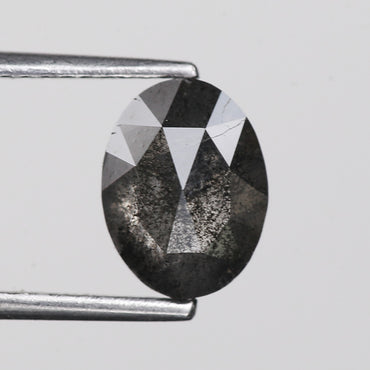 1.95 Ct. Oval Rose Cut Salt and Pepper Fancy Gray Natural Diamond 8.78 mm