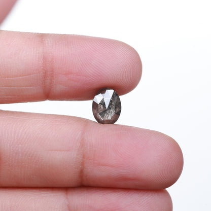 1.95 Ct. Oval Rose Cut Salt and Pepper Fancy Gray Natural Diamond 8.78 mm