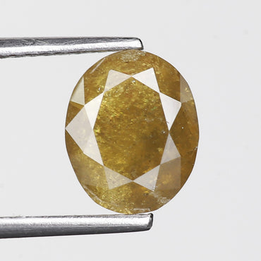 1.89 Ct. Oval Rose Cut Salt and Pepper Fancy Yellow Color Natural Diamond 8.56 mm