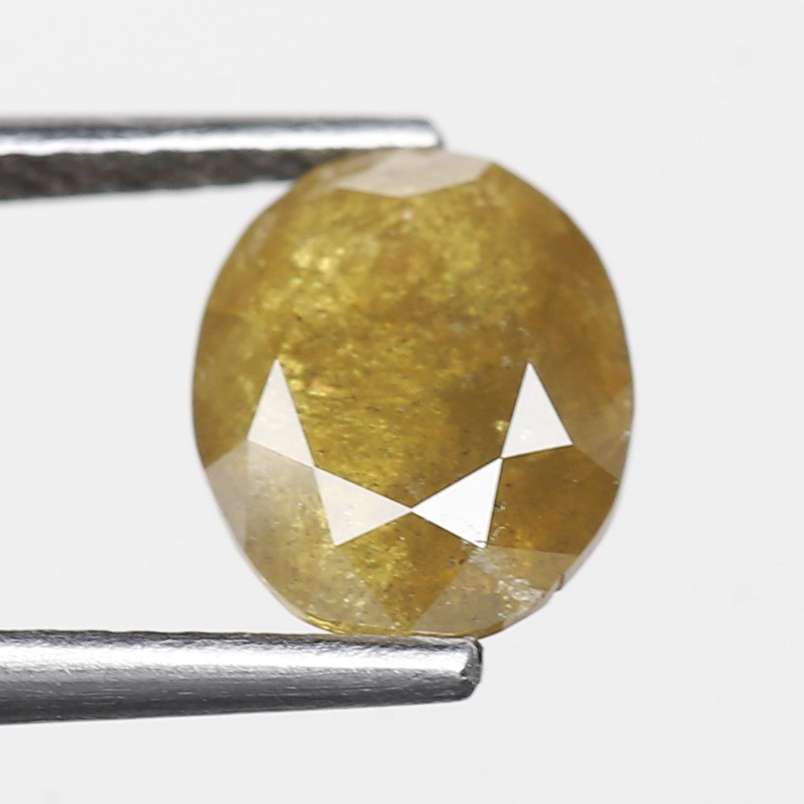 1.89 Ct. Oval Rose Cut Salt and Pepper Fancy Yellow Color Natural Diamond 8.56 mm