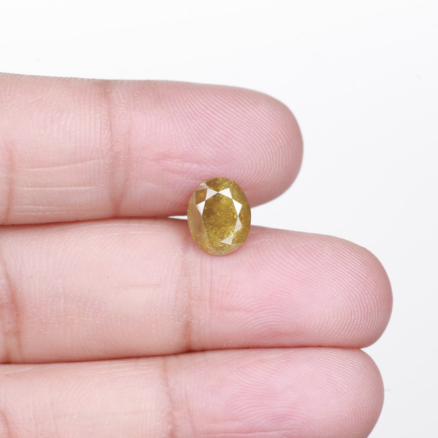 1.89 Ct. Oval Rose Cut Salt and Pepper Fancy Yellow Color Natural Diamond 8.56 mm