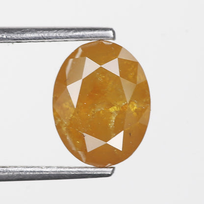 2.38 Ct. Oval Rose Cut Salt and Pepper Fancy Yellow Orange Natural Diamond 8.56 mm