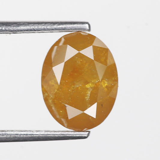 2.38 Ct. Oval Rose Cut Salt and Pepper Fancy Yellow Orange Natural Diamond 8.56 mm