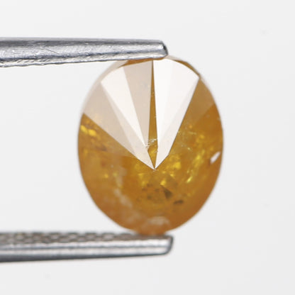 2.38 Ct. Oval Rose Cut Salt and Pepper Fancy Yellow Orange Natural Diamond 8.56 mm