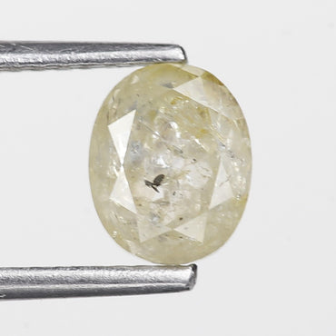 1.18 Ct. Oval Rose Cut Salt and Pepper Fancy White Icy Natural Diamond 6.70 mm